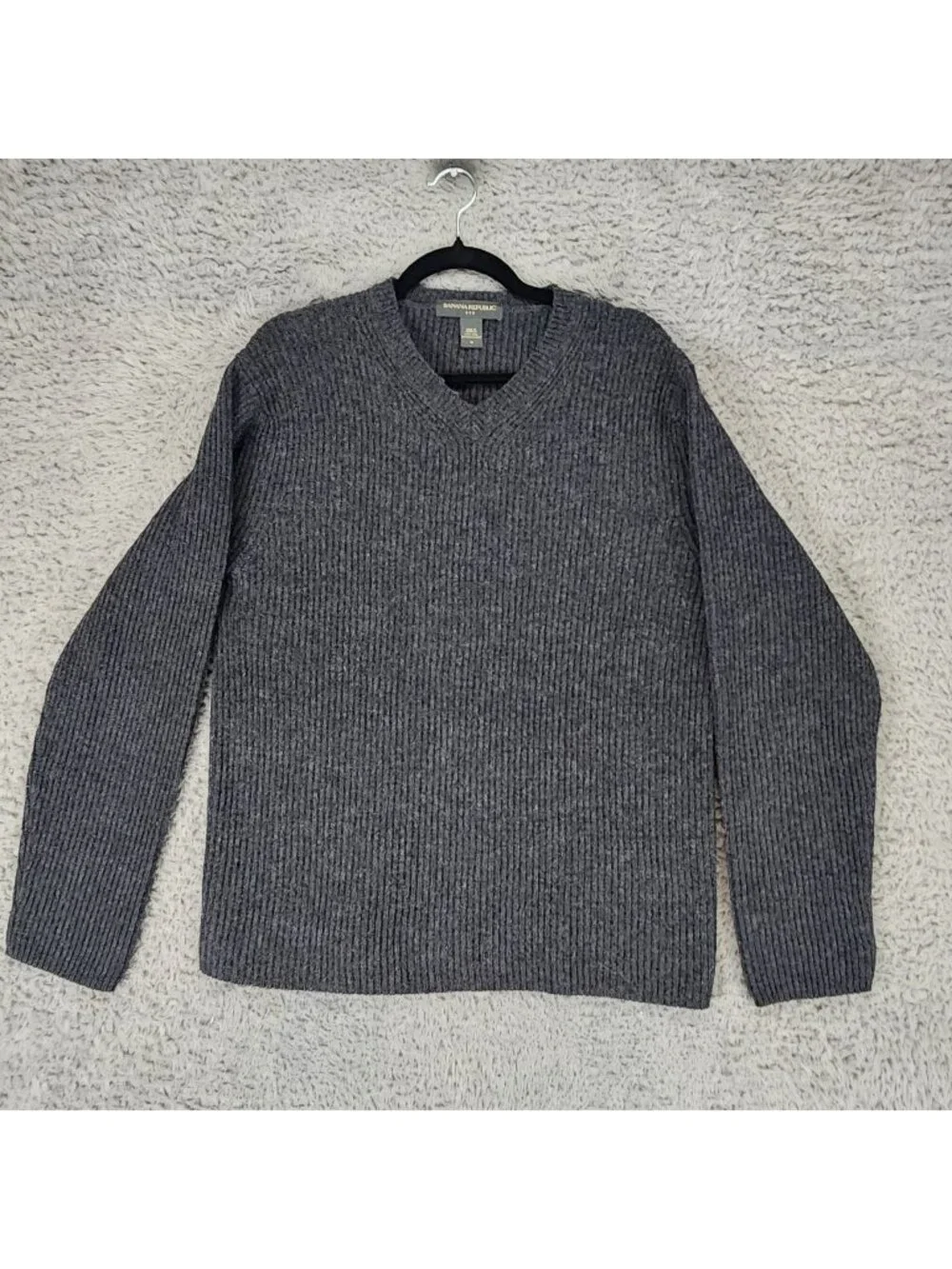 Banana Republic Sweater Mens Medium Gray 100% Wool Long Sleeve Pullover
